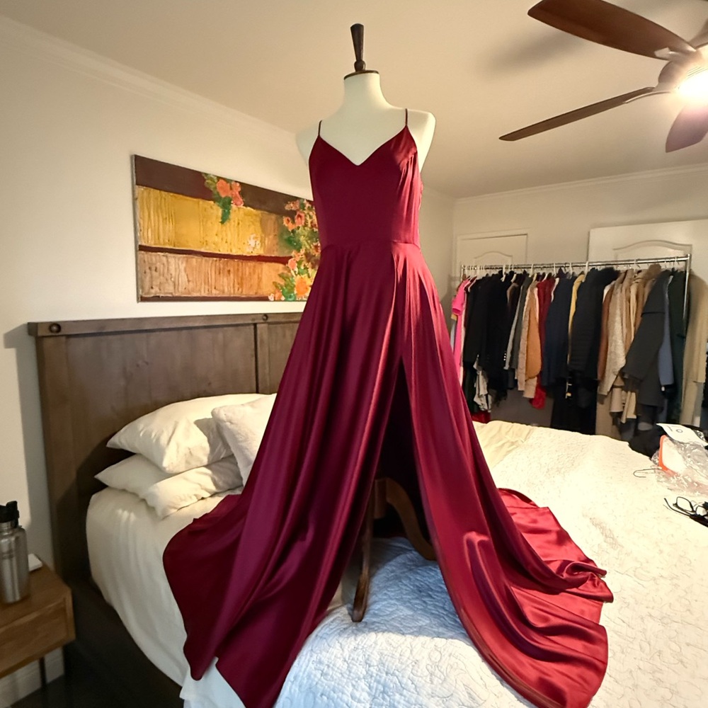 Red silk B Darlin maxi spaghetti strap Dress.
